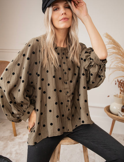 Dotsy Kaki/Black - Blouse