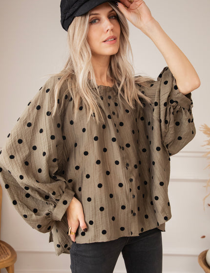 Dotsy Kaki/Black - Blouse