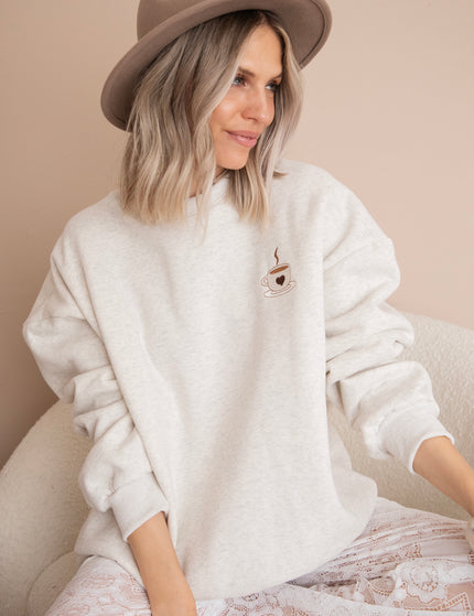 Pullover - Simplicity & Coffee - Hellgrau