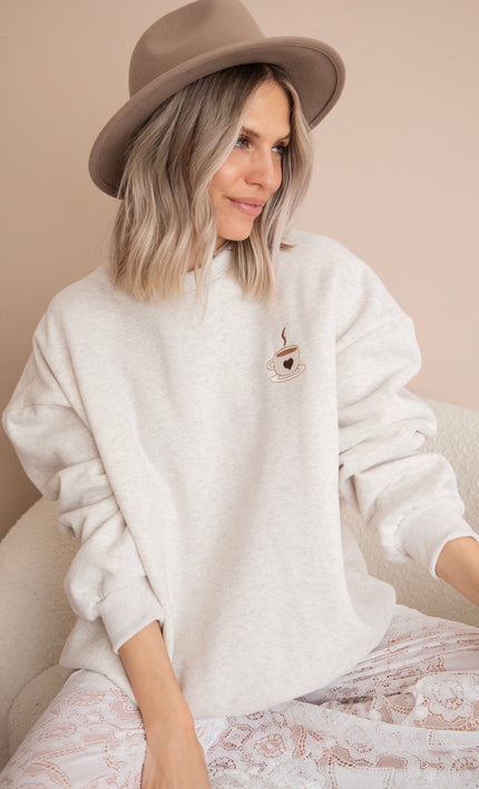 Pullover - Simplicity & Coffee - Hellgrau