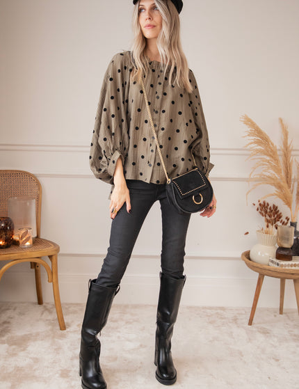 Dotsy Kaki/Black - Blouse