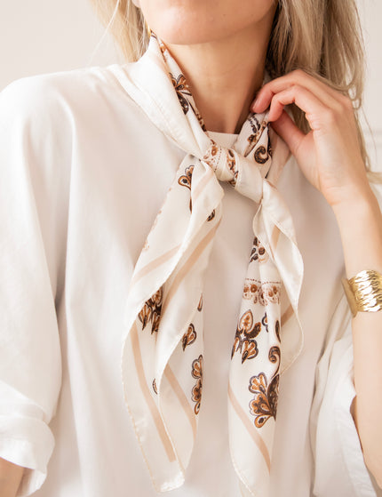 Silky Paisley Off White/Brown - Sjaal