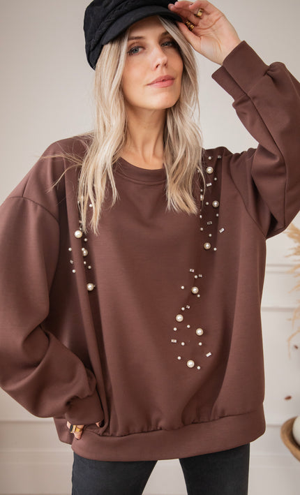 Diamonds & Pearls Brown - Sweater