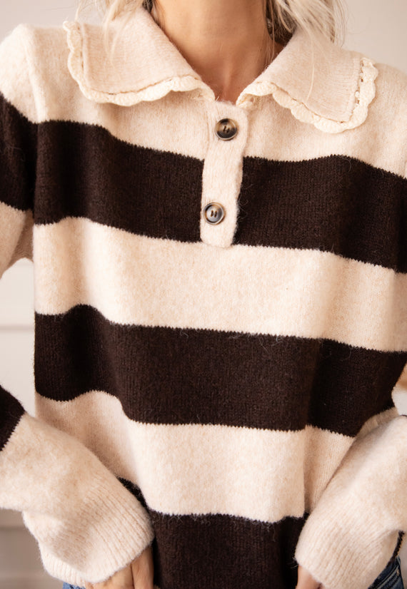 Lines & Lace Beige/Brown - Sweater