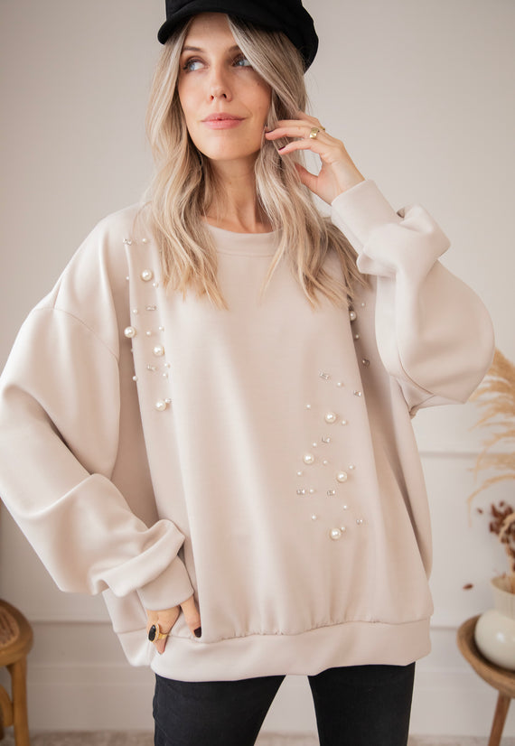 Diamonds & Pearls Taupe - Sweater