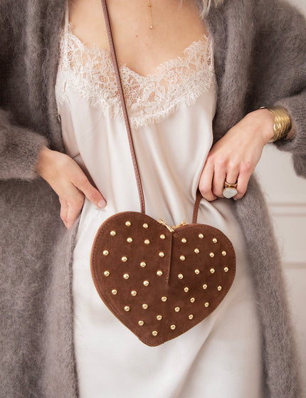 Studded Heart Brown - Handbag