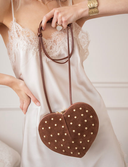 Studded Heart Brown - Handbag