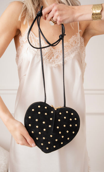 Studded Heart Black - Handtas