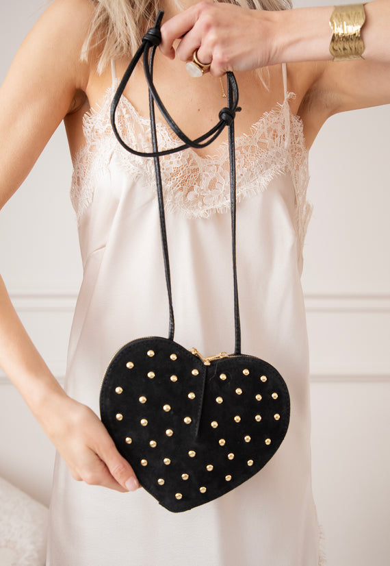 Studded Heart Black - Handtas