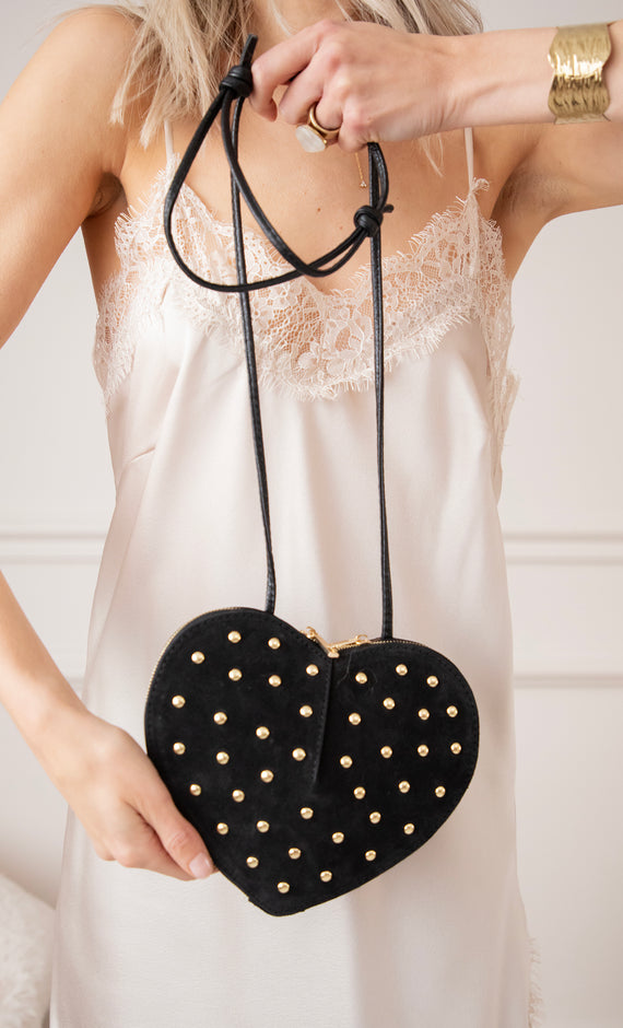 Handtasche - Studded Heart - Schwarz