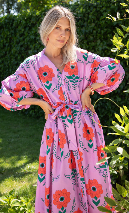 Maxikleid - Full Flower Energy - Lila/Rot