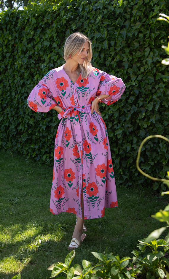 Full Flower Energy Lilac/Red - Maxi Dress