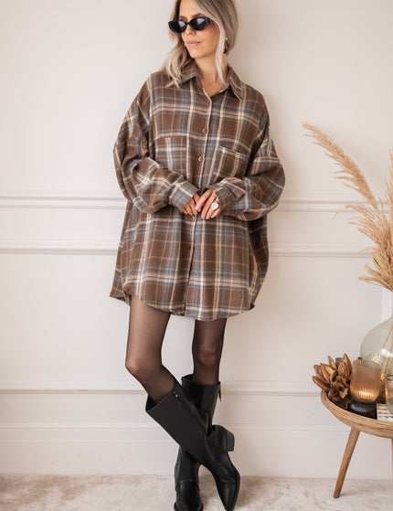 The Long Grid Brown - Blouse