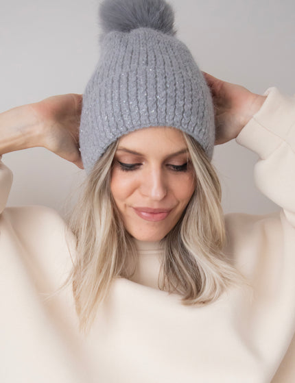 Shiny Pom Grey - Hat
