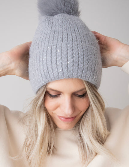 Shiny Pom Grey - Hat
