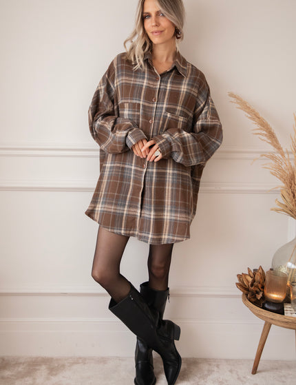 The Long Grid Brown - Blouse