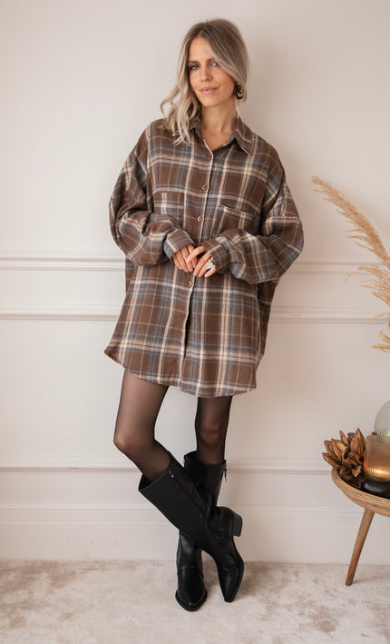 The Long Grid Brown - Blouse