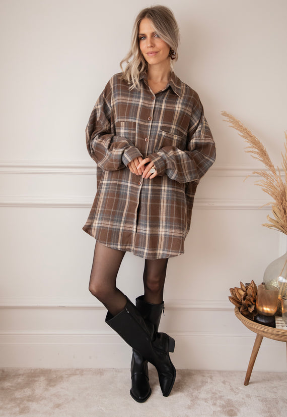 The Long Grid Brown - Blouse