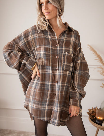 The Long Grid Brown - Blouse