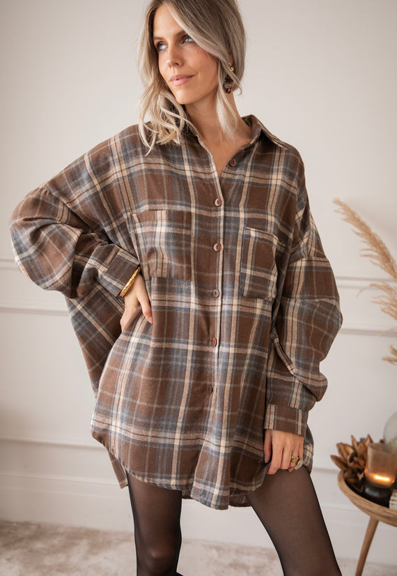 The Long Grid Brown - Blouse