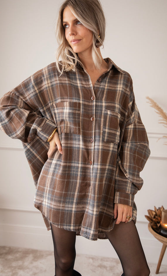 The Long Grid Brown - Blouse