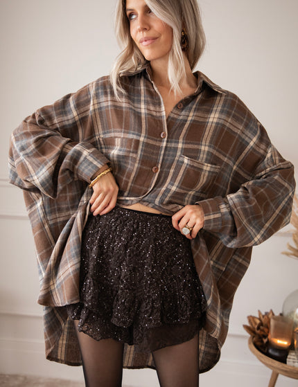 The Long Grid Brown - Blouse