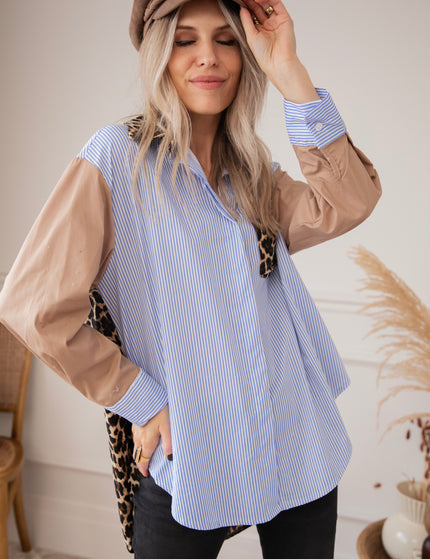 Wild Stripes Pocket Blue/Brown - Blouse