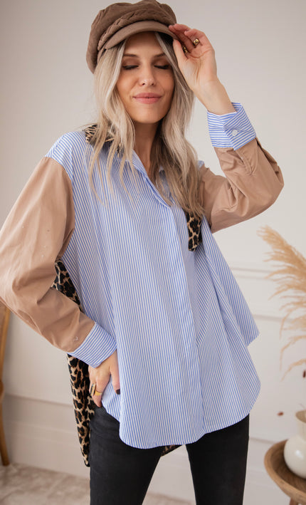 Wild Stripes Pocket Blue/Brown - Blouse