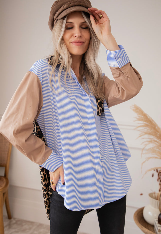 Wild Stripes Pocket Blue/Brown - Blouse