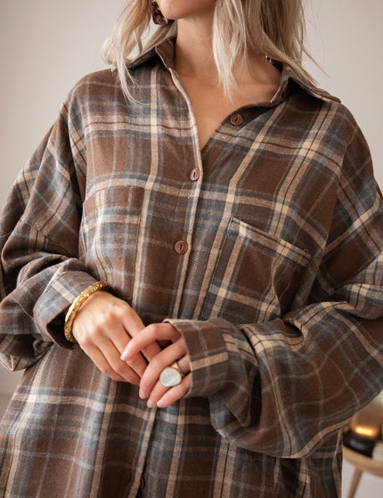 The Long Grid Brown - Blouse