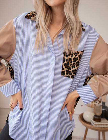 Wild Stripes Pocket Blue/Brown - Blouse