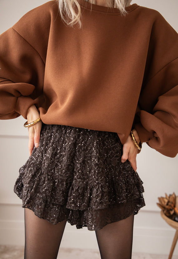 Shimmer In Lace Dark Brown - Skort