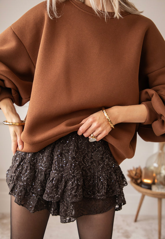 Shimmer In Lace Dark Brown - Skort