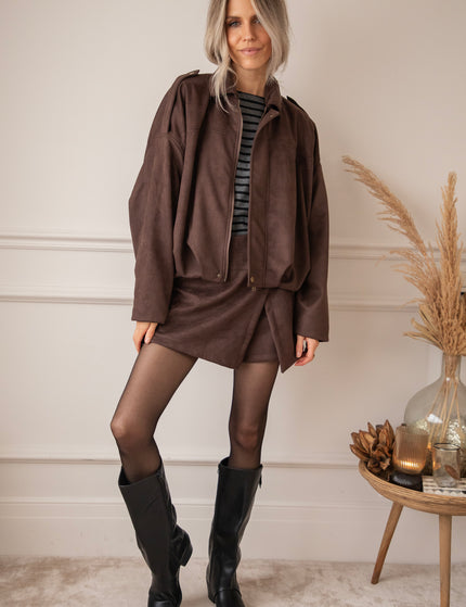 Sienna Suede Bomber Choco - Jacket