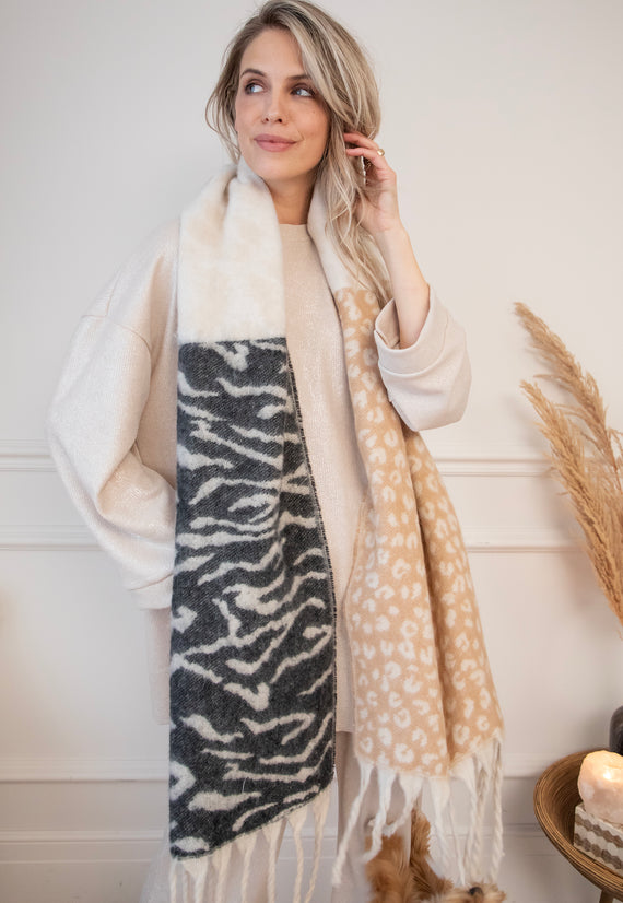 Two Sided Spots Beige - Scarf