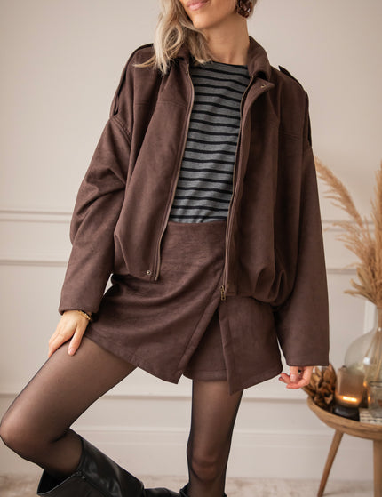 Sienna Suede Bomber Choco - Jacket