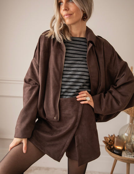 Sienna Suede Bomber Choco - Jacket