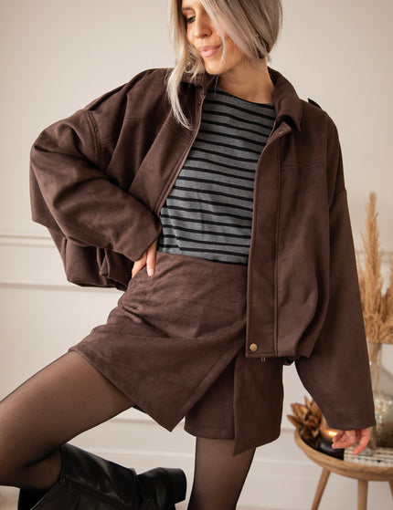Sienna Suede Bomber Choco - Jacket
