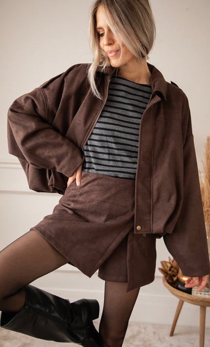 Sienna Suede Bomber Choco - Jacket