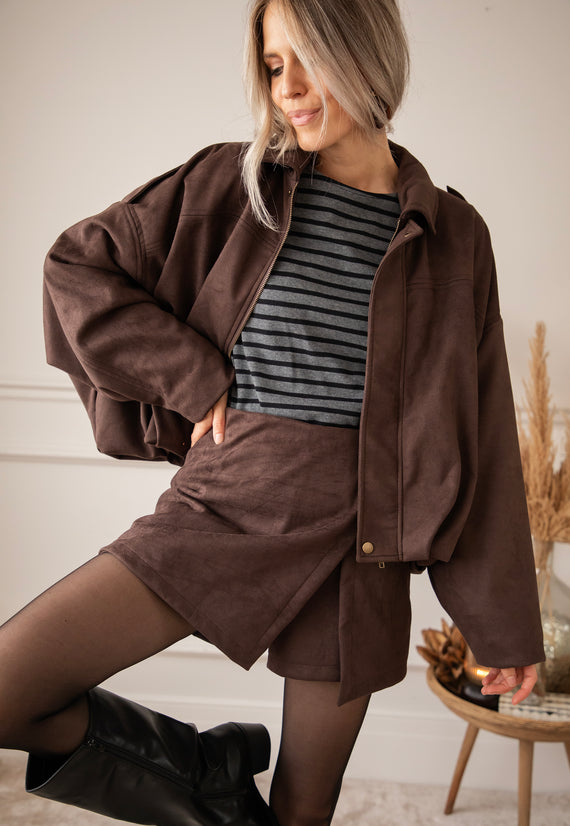 Jacke - Sienna Suede Bomber - Choco