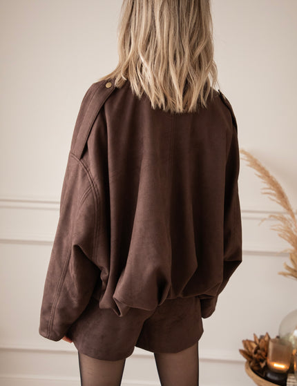 Sienna Suede Bomber Choco - Jacket
