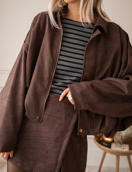 Sienna Suede Bomber Choco - Jacket
