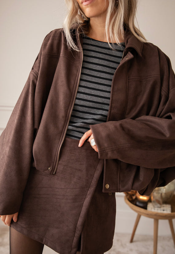 Jacke - Sienna Suede Bomber - Choco