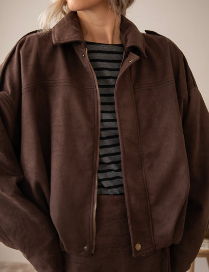 Sienna Suede Bomber Choco - Jacket