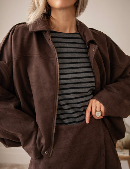 Sienna Suede Bomber Choco - Jacket