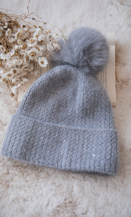 Shiny Pom Grey - Hat