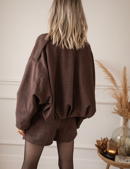 Sienna Suede Bomber Choco - Jacket
