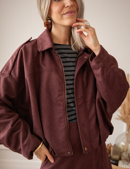 Sienna Suede Bomber Bordeaux - Jacket