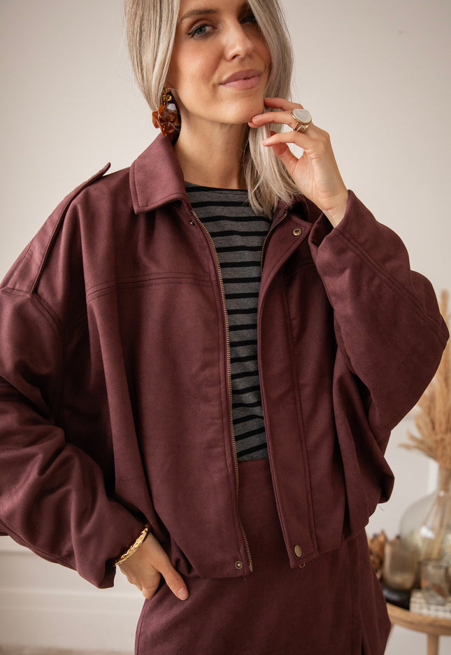 Sienna Suede Bomber Bordeaux - Jacket