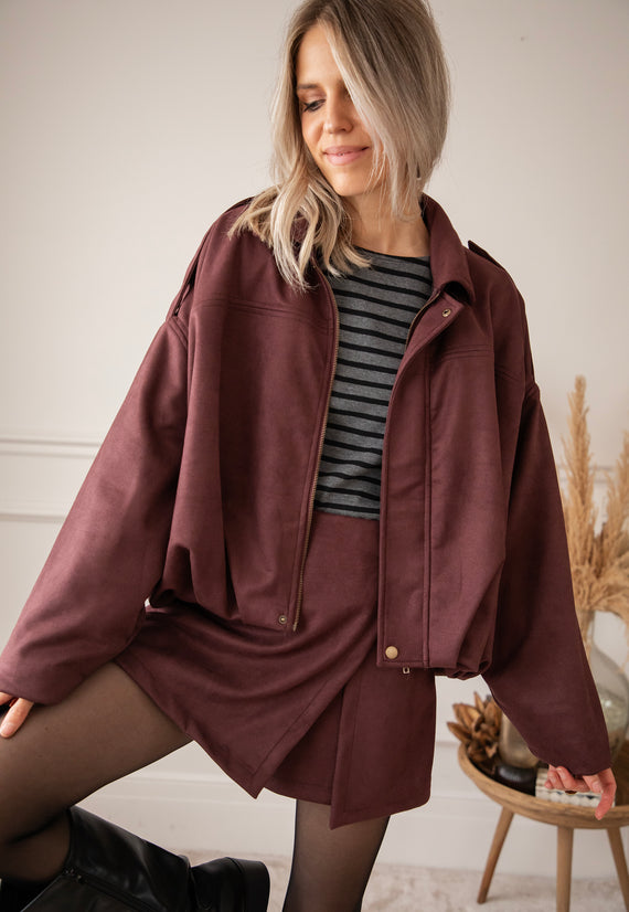 Jacke - Sienna Suede Bomber - Bordeaux 